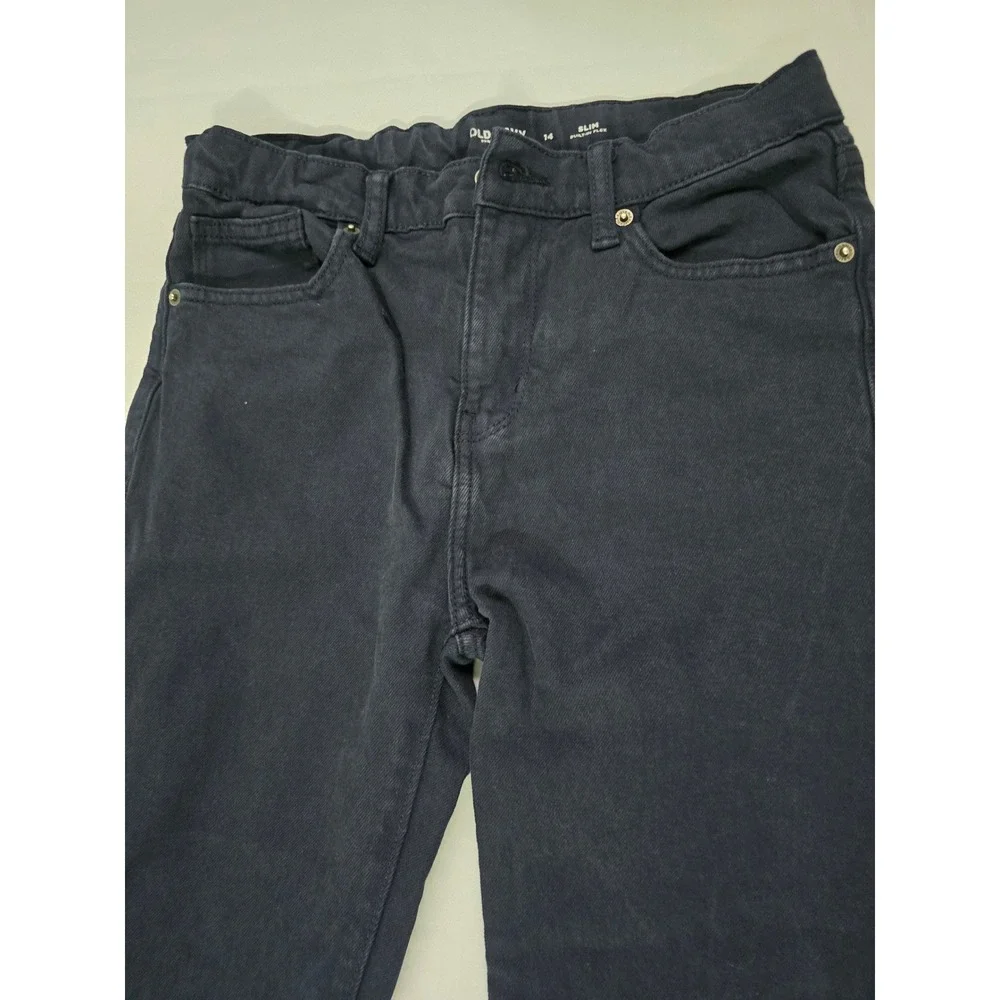 Old Navy Boys Slim Jeans Size 14 Dark Navy Blue 360 Stretch Built-In Flex Pants